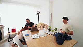 Horny MILF Ravages Two College Studs in Intense Threesome