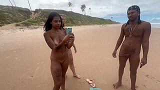 friends fuck wildly on beach admiring nature
