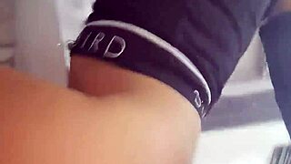 Risky public toilet quickie with horny couple dripping wet