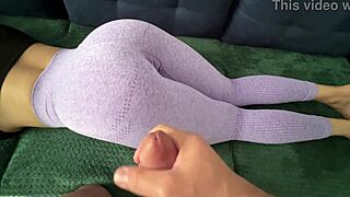 Cumshot Splashes Across Tight Leggings During Yoga
