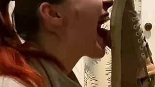 European Submissive Slut Masturbates on Dirty Shoe