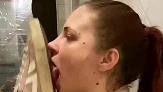 European Submissive Slut Masturbates on Dirty Shoe