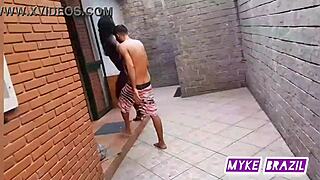 fernanda chocolate drags boyfriend to hallway for sloppy blowjob then bedroom sex