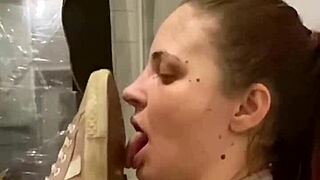 European Submissive Slut Masturbates on Dirty Shoe