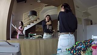 Hey girls, check out this fat cock at the party—let's suck it dry together!