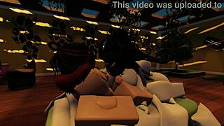 Fucking her hard in Roblox condo game!