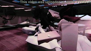 Fucking her hard in Roblox condo game!