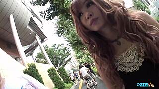 Asian babe in van spreads legs uses big clit sex toy heels on while masturbating to orgasm