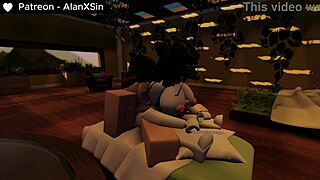 Fucking her hard in Roblox condo game!