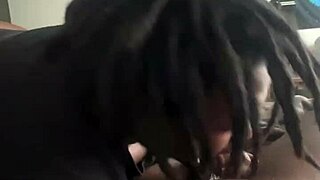 BBW Ebony Cutie Deepthroats Double Big Black Monster Cocks in Mirror Messily
