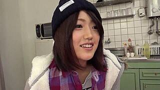 Petite Japanese babe swallows stepbro's first uncensored cum after deep blowjob