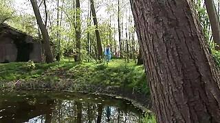 deniska dives into kinky outdoor games with masked men and big cocks