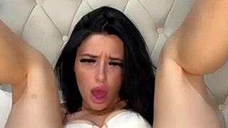 brunette american teen exchange student masturbates to squirting orgasm with toys