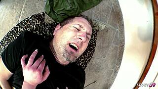 blonde milf with saggy naturals picked up tricked into first anal at casting