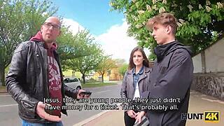 desperate teen slut trades pussy for cash on public bus ride