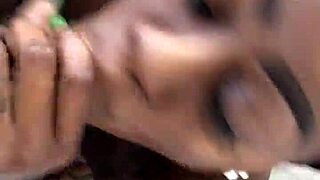 Thick Tatted Ebony Slut Strips Sucks Monster BBC Outdoor Facial