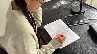 spanish teacher petite tits fucked hard on desk pov cumshot