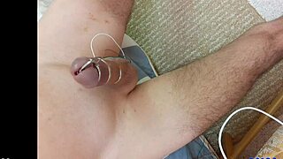 hey feel that handsfree orgasm building from estim on my bound cock