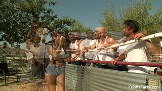 Keisha Grey Swallows Bunch of Throbbing Cocks in Wild Gangbang Orgy