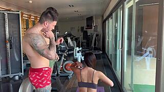 skinny teen andrea lux double penetrated roughly in gym