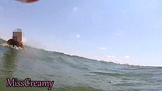 oh god we got caught teacher strokes my cock underwater nude beach handjob