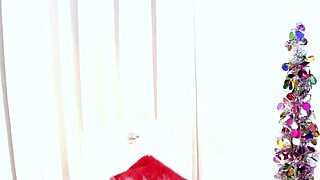 kimmy lee unwraps huge cock pov blowjob deepthroat facefuck cum swallow for christmas