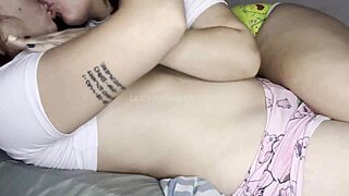 Sleepover lesbians tease into wild pussy play?