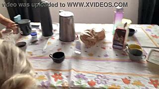 Work Colleague Joins Orgy Fills Me with Cum in Sheer Red