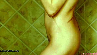 stunning golden-haired model strips after steamy shower tease