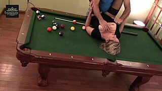 Hot milf wife slammed hard on POOL TABLE HUGE TITS bounce