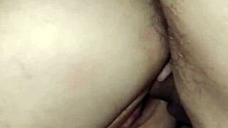 Skinny milf wife bounces her natural tits on big cock in homemade anal pov ride