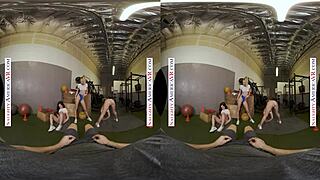 Kyler Quinn and Paige Owens Tag Team Gym Stud's Big Cock in Naughty America Gym Orgy