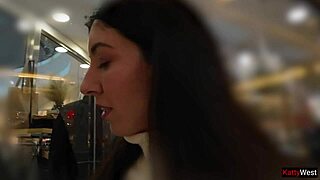 Skinny teen wets jeans with public pee flash in crowded shopping mall