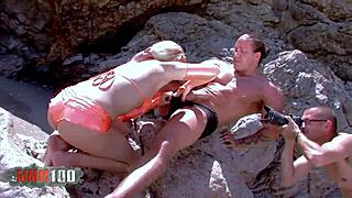 French blonde Shana Spirit anal fucked by Rob Diesel on beach