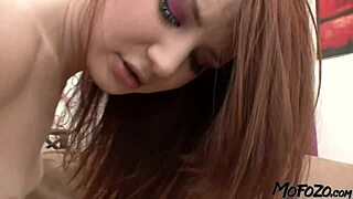 Young redhead gulps sloppy cum deep in mouth