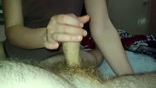 my wet tongue and handjob milking out every drop of hot cum