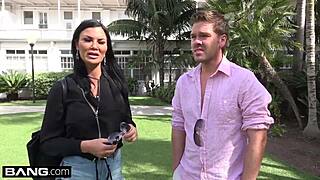 Jasmine exposes pierced pussy on beach for public eyes