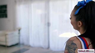 sexy brunette gf's pussy devoured by lesbian babe