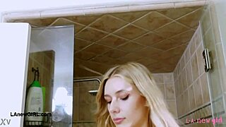 stunning golden-haired model strips after steamy shower tease