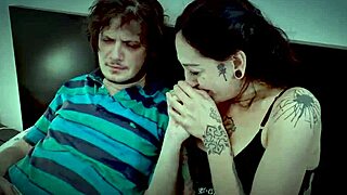 skinny tattoo babe's hardcore fuck creampie for best friend