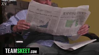 slutty babe gets rough pussy pounding and creampie from old man