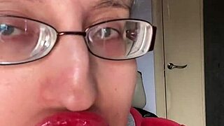 giantess with big lips and eyeglasses smears snickers protein bar fetish