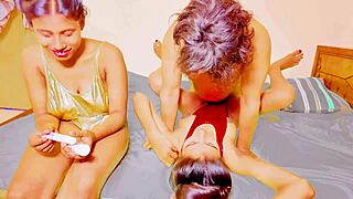 Uttaran20's both tight holes stuffed hard in steamy threesome creampie finish with two sexy girls