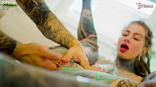 tattooed slut gapes wide for huge italian cock atm cum explosion