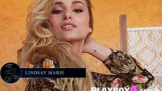 Hot big ass blonde milf lindsay marie poses passionately stripping with thera jane