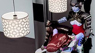 D.Va Bent Over Kitchen Counter Takes Big Cock Doggystyle Bareback Hard