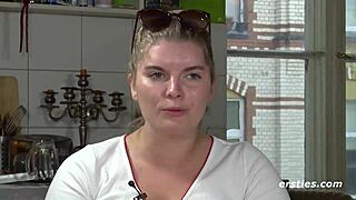 Düsseldorf Azubi Blonde Fingers Shaved Wet Pussy and Big Natural Tits Masturbating Solo