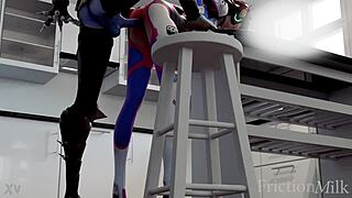 D.Va Bent Over Kitchen Counter Takes Big Cock Doggystyle Bareback Hard