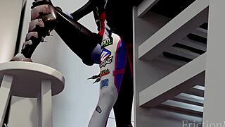 D.Va Bent Over Kitchen Counter Takes Big Cock Doggystyle Bareback Hard