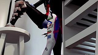 D.Va Bent Over Kitchen Counter Takes Big Cock Doggystyle Bareback Hard